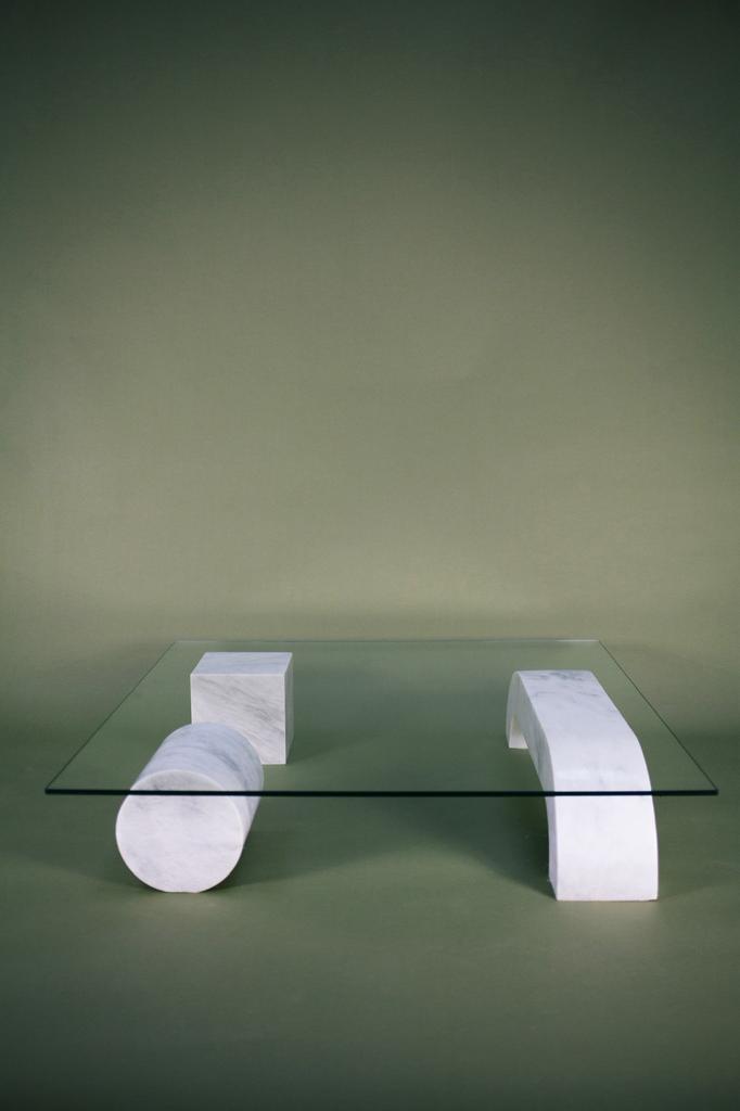 Marmer elementen salontafel 100 cm x 100 cm, 50 tot 100 cm, Vierkant, 50 tot 100 cm, Zo goed als nieuw