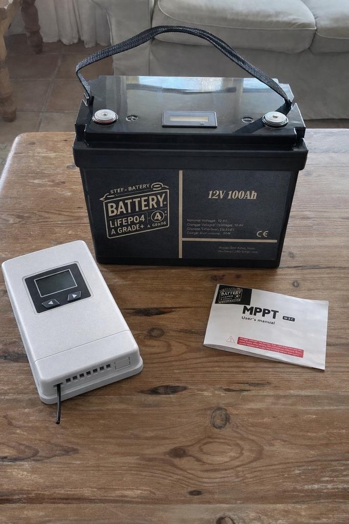 Mppt laadregelaar met lifepo4 lithium accu 12 V 100 Ah, Ophalen of Verzenden, Nieuw
