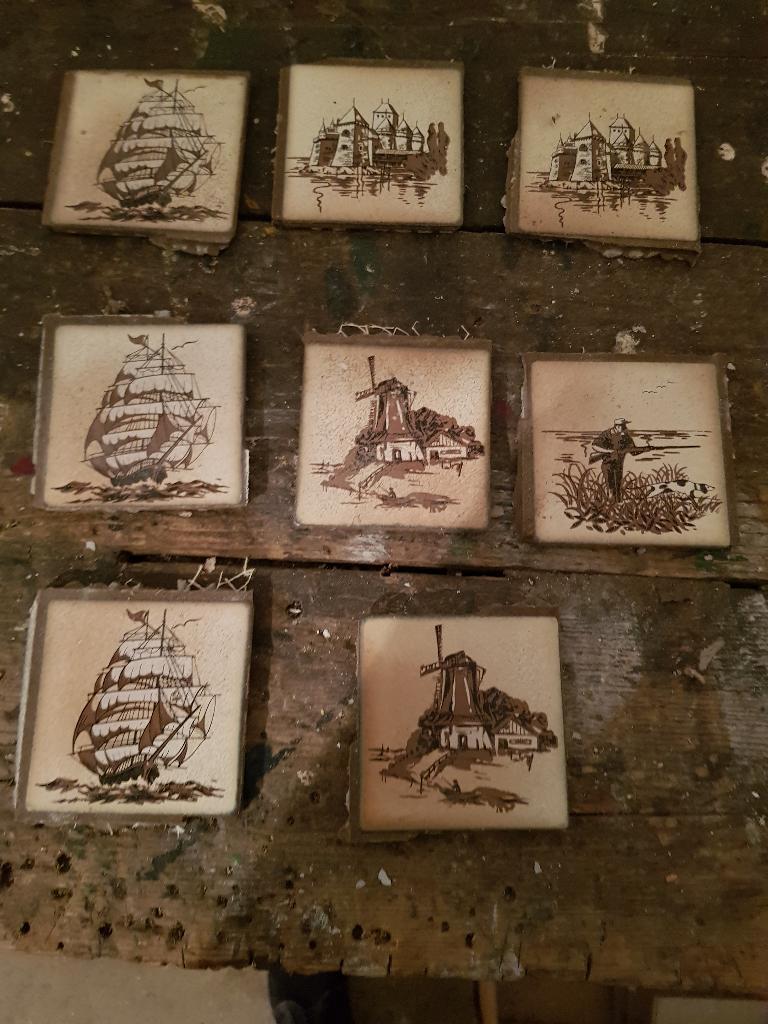 Siertegeltjes voor achter kachel of fornuis, Ophalen, Overige materialen, Gebruikt, Wandtegels