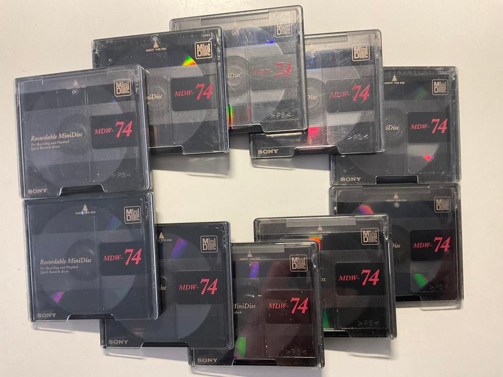 Minidisc’s. SONY MDW-74  10x als nieuw. 74 minuten, Ophalen of Verzenden