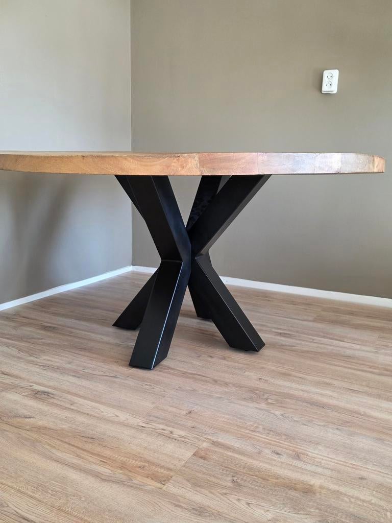 Eettafel massief ruw mangohout, Ophalen of Verzenden