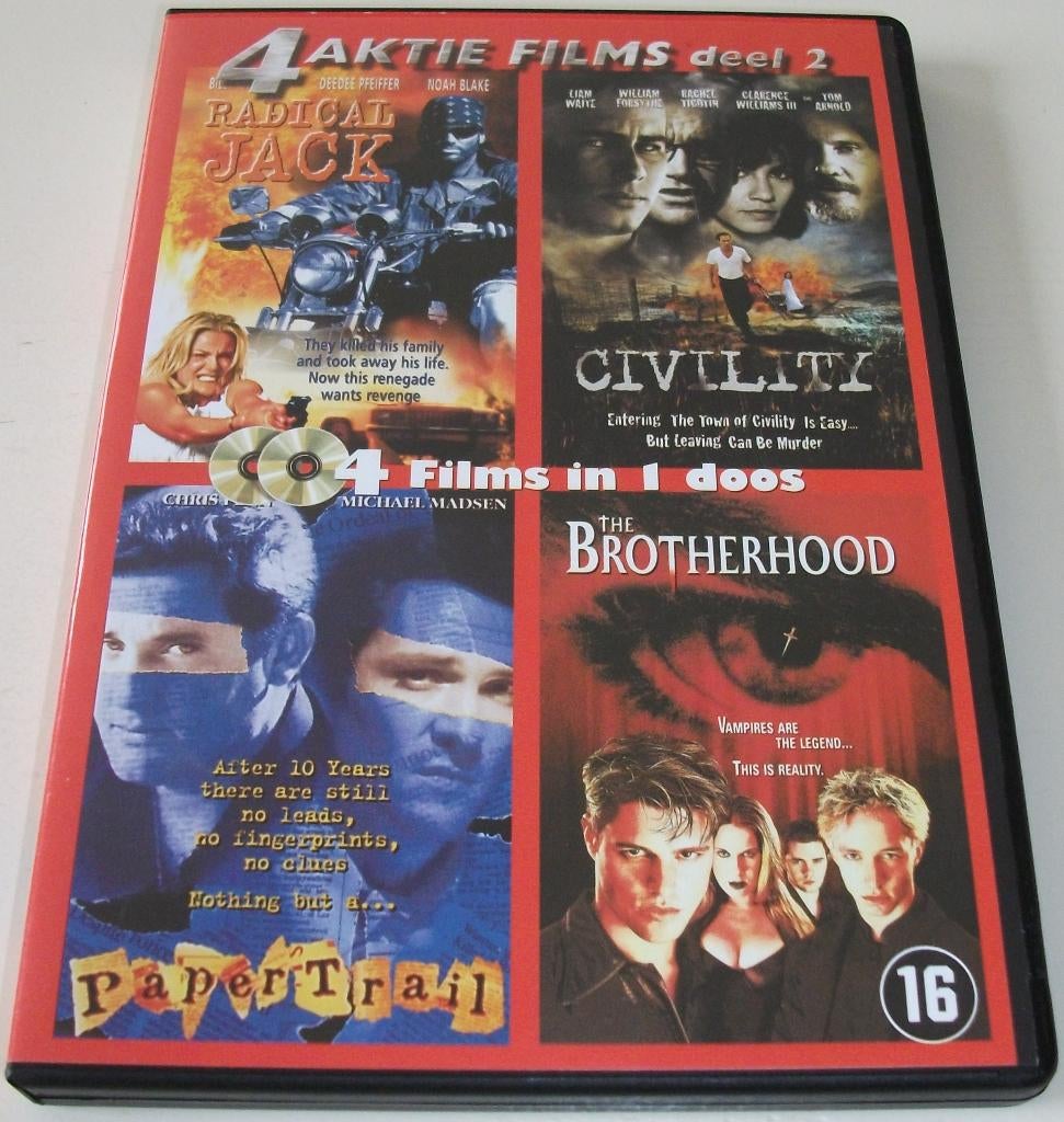 Dvd *** 4 AKTIE FILMS *** 2-Disc Boxset Deel 2, Boxset, Actie, Ophalen of Verzenden, Zo goed als nieuw