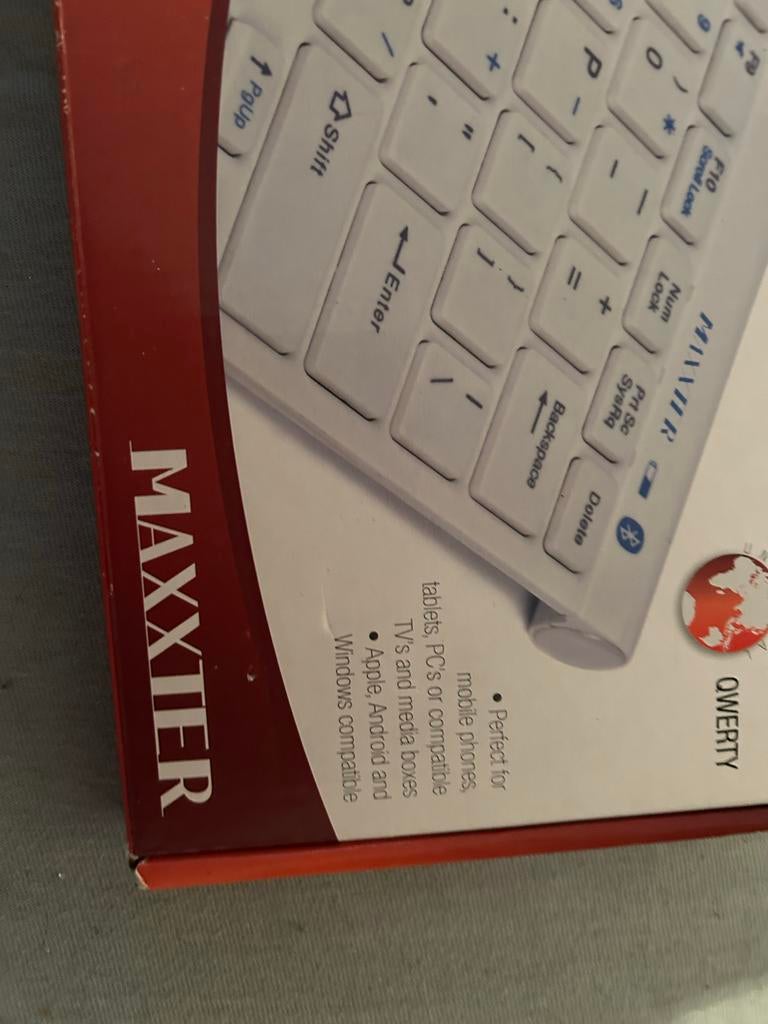 MAXXTER Slimline Bluetooth Toetsenbord QWERTY Wit, Ophalen of Verzenden, Qwerty, Nieuw, Draadloos