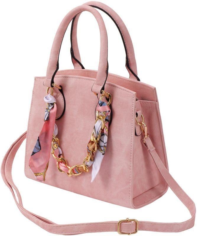 Schoudertas met Sjaalketting – PU  Fashion Bag, Verzenden, Nieuw, Roze, Leer