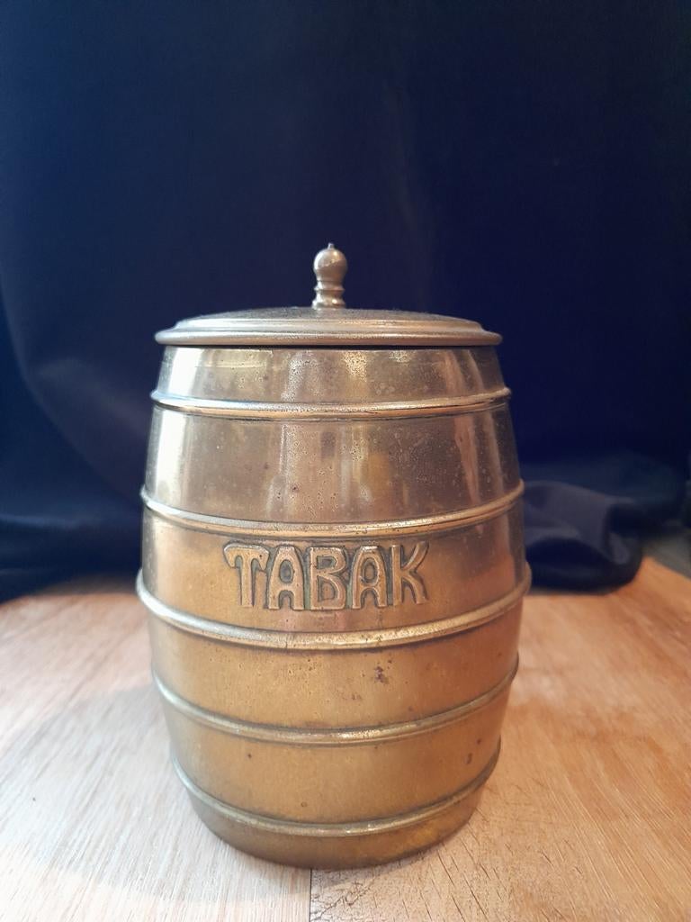 Antieke tabakspot van messing – klein vat – hoogte 16 cm, Ophalen of Verzenden, Gebruikt