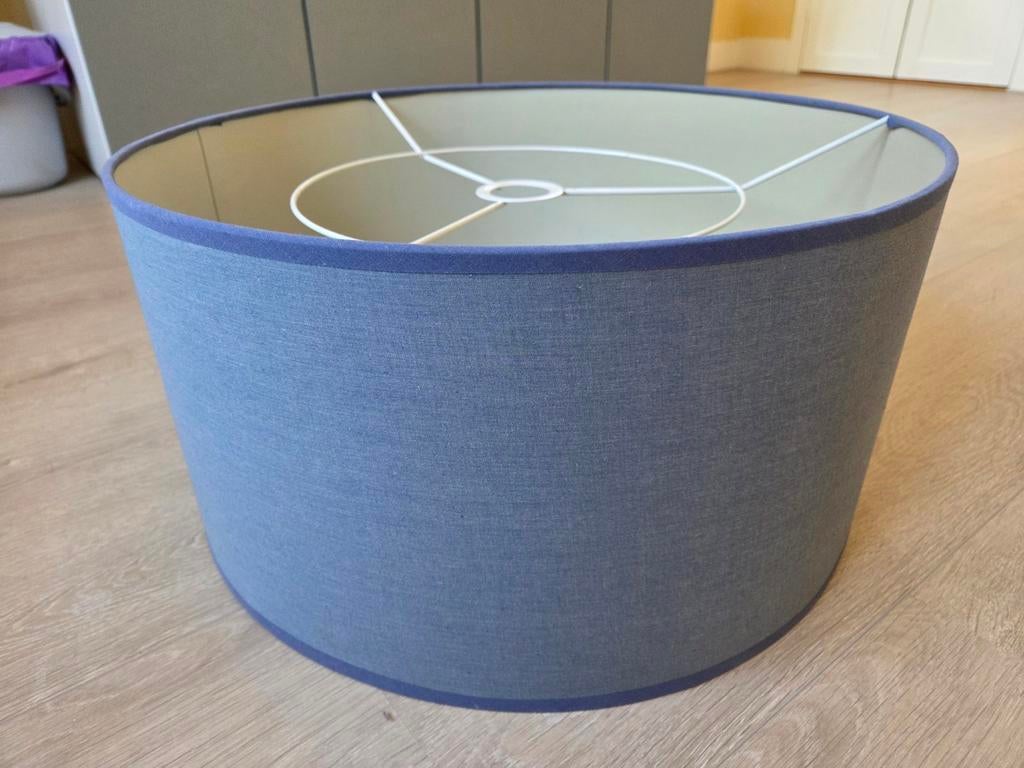 Blauwe stoffen lampenkap, 50cm doorsnede, Huis en Inrichting, Ophalen, 25 tot 50 cm, Blauw, Rond