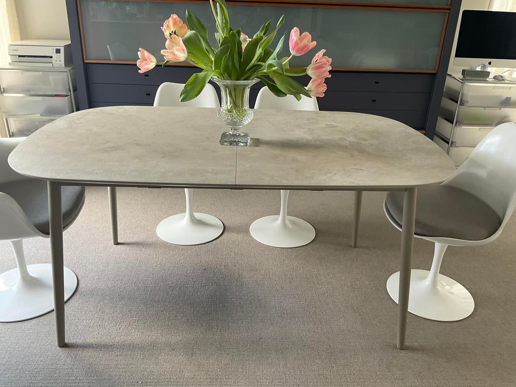 Uittrekbare eetkamertafel in grijze Keramiek 160/230 cm, Huis en Inrichting, Overige materialen, Moderne design, 200 cm of meer