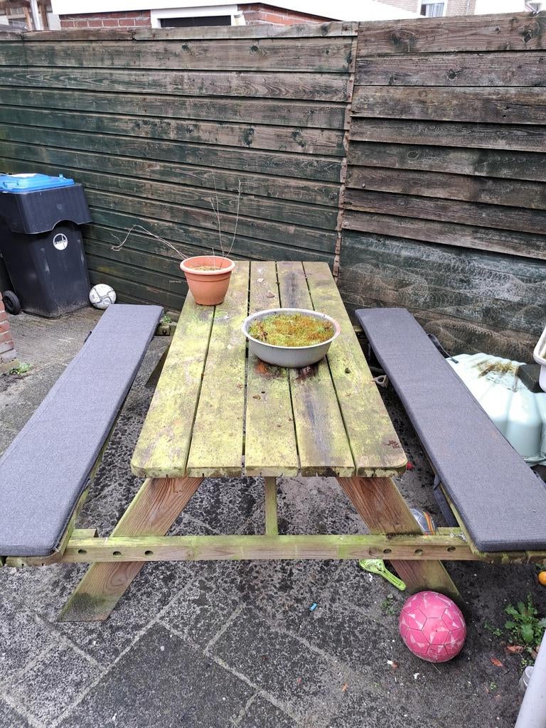 Picknick tafel met kussens, Ophalen, Rechthoekig, Hout