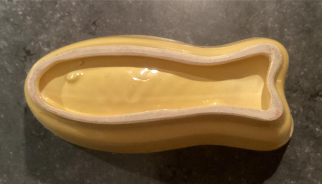 Antieke Puddingvorm - Gele Keramische Visvorm, Antiek en Kunst, Antiek | Keramiek en Aardewerk, Ophalen of Verzenden