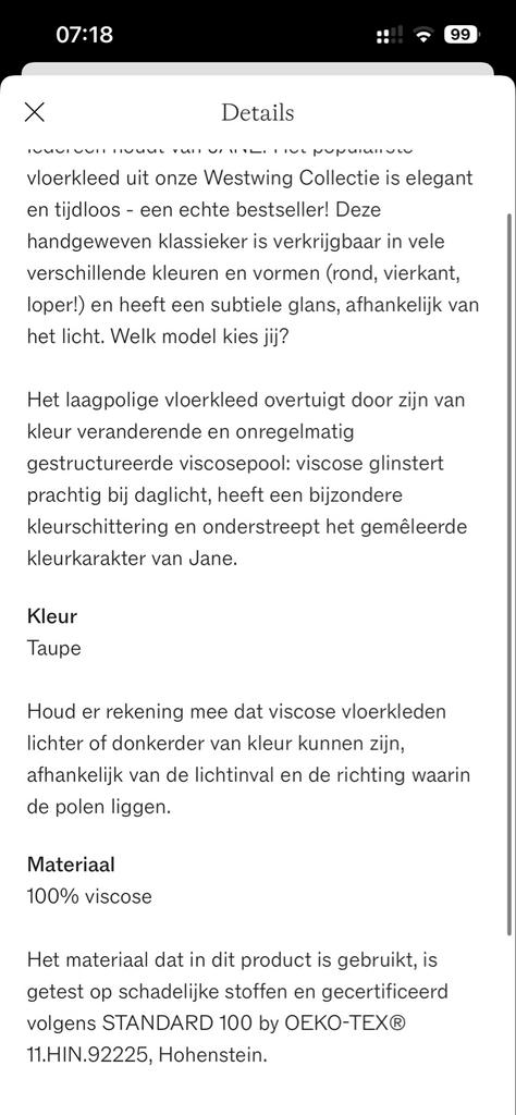 Westwing Vloerkleed Jane 300x400cm Taupe Viscose, Ophalen, Beige, Zo goed als nieuw, 200 cm of meer