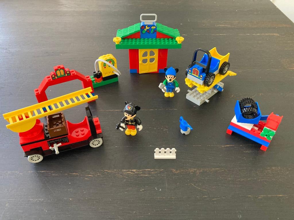 Lego Disney Mickey Mouse 4166 4164 - Garage / Brandweer, Verzenden, Gebruikt, Complete set, Lego