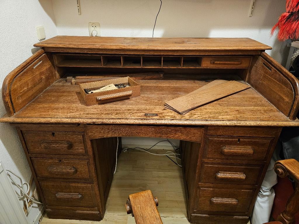 Houten bureau (antiek), Huis en Inrichting, Bureaus, Ophalen, Gebruikt, Hout, Secretaire