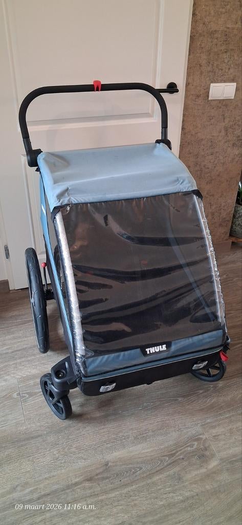 Thule Courier II fietskar (voor 2 kids) in zeer goede staat, Ophalen, Opvouwbaar, Zo goed als nieuw, 40 tot 60 kg