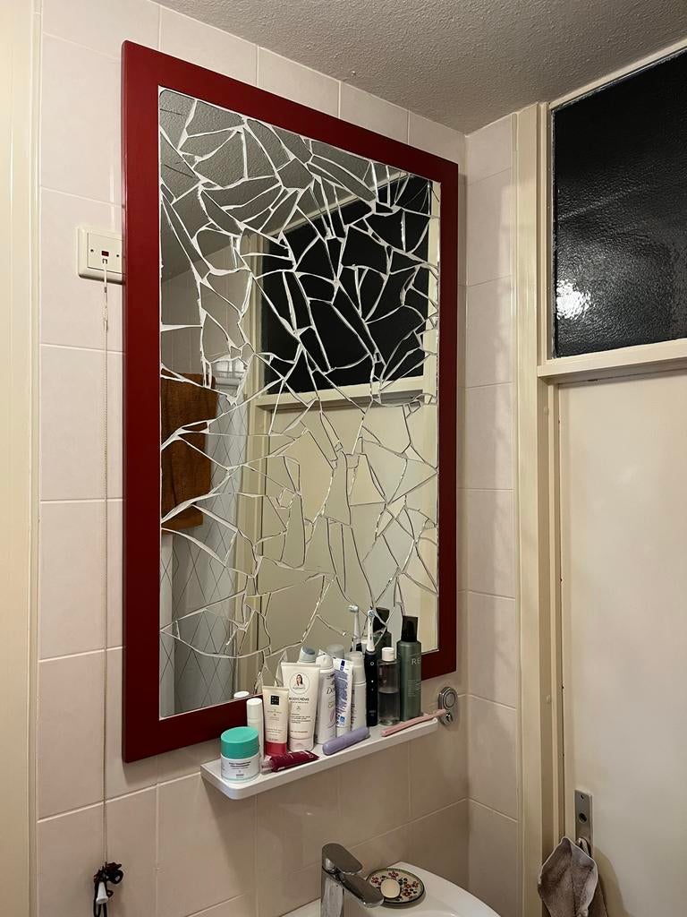 Grote Mozaïek Spiegel Rood 80x120 cm, Ophalen, Gebruikt, 100 tot 150 cm, 75 tot 100 cm