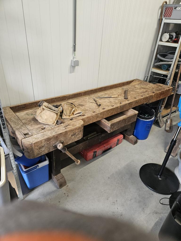 Mooie oude houten werkbank, Doe-het-zelf en Verbouw, Werkbanken, Ophalen of Verzenden, Gebruikt, 170 cm of meer