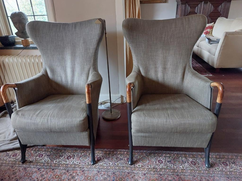 2 x Giorgetti fauteuil model Drogetti 63340 Wing Chair, Huis en Inrichting, Fauteuils, Ophalen, Minder dan 50 cm, Gebruikt, 75 tot 100 cm