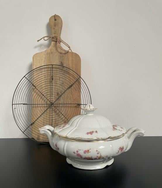 Dekschaal roosjes motief en gouden rand - MZ Czechoslovakia, Antiek en Kunst, Ophalen of Verzenden