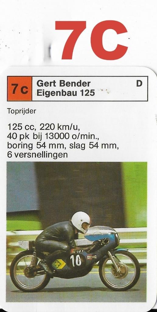 K4 motorkaartje 7C --- eigenbau 125 / gert bender, Verzamelen, Ophalen of Verzenden, Zo goed als nieuw, Auto's