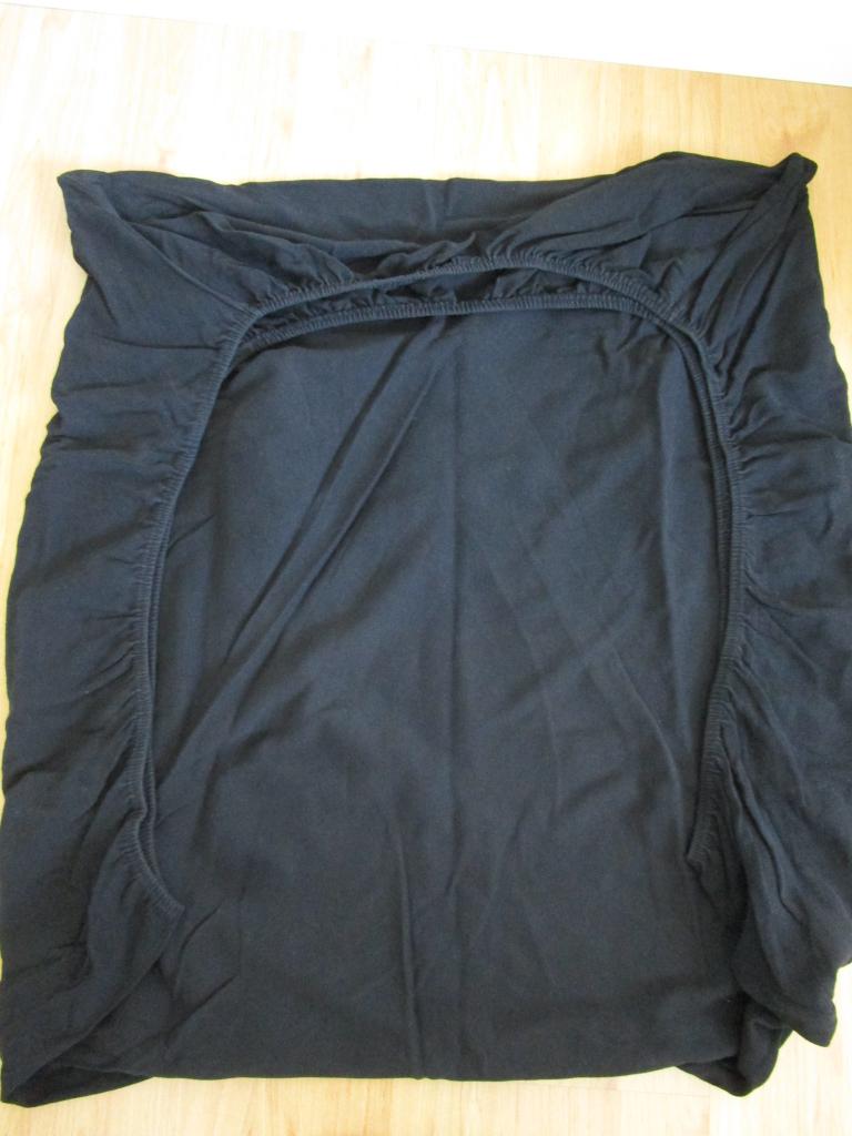 Dubbelgeweven zwart jersey hoeslaken - 1 persoons, Eenpersoons, Ophalen of Verzenden, Zo goed als nieuw, Hoeslaken of Sloop