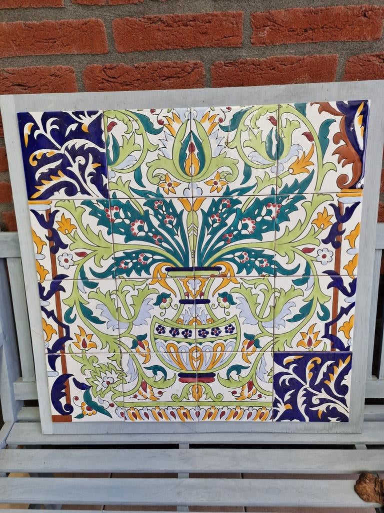 Marokkaans tegelplateau 70x 70 cm met nog 14 losse tegels, Tuin en Terras, Ophalen