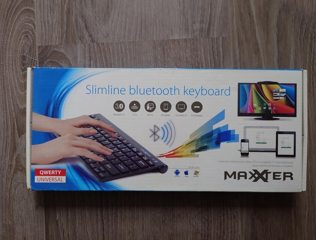 Maxxter slimline bluetooth toetsenbord zwart, Ophalen of Verzenden, Zo goed als nieuw