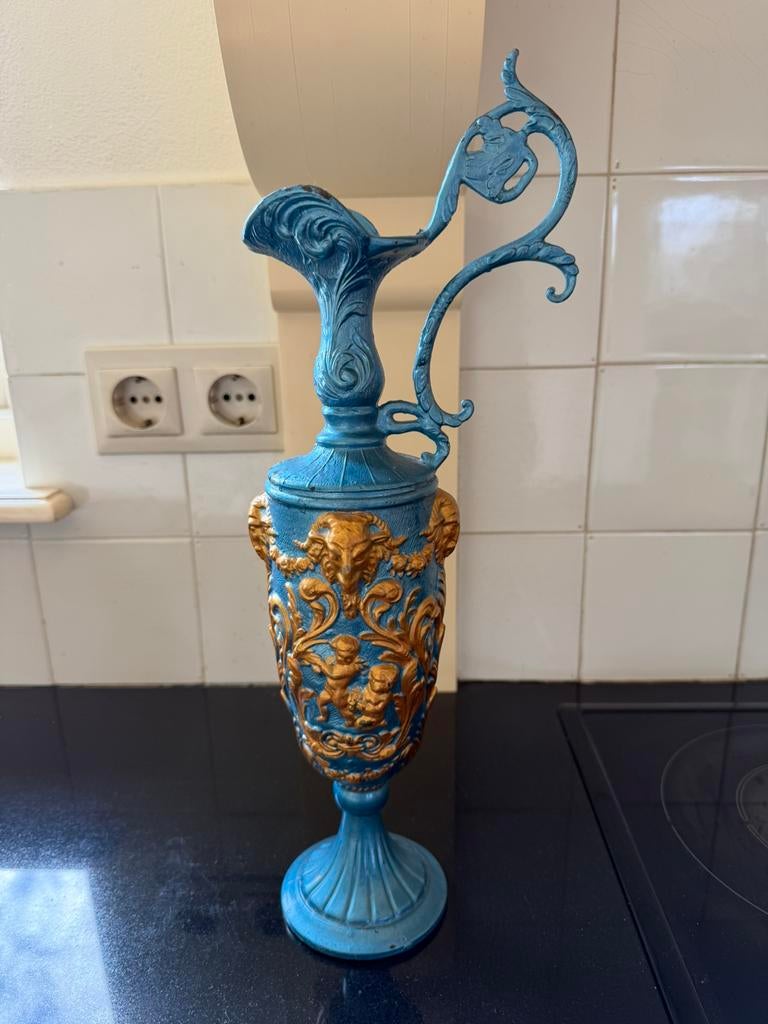 Peltrato Italy antieke barok Bacchus kan blauw goud, Ophalen of Verzenden