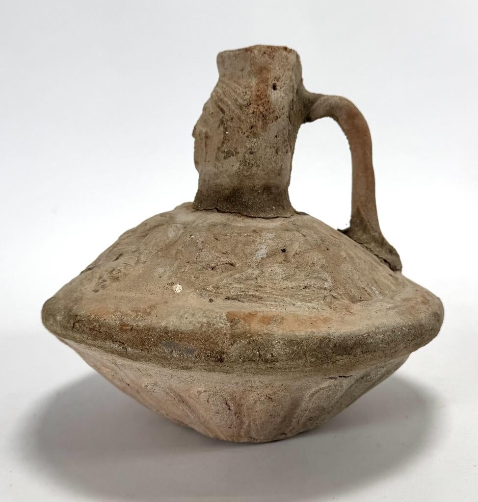 730. Romeinse terracotta lagynos - vrouwenhoofd, N. Afrika, Ophalen of Verzenden