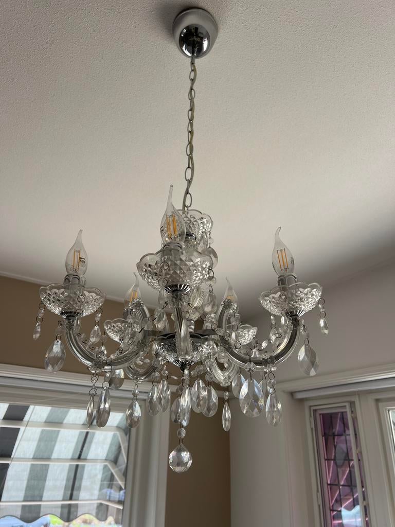 2x kroonluchter, Ophalen, Gebruikt, Kunststof, Brocante landelijk