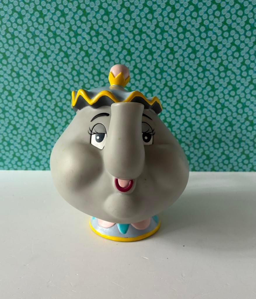 Disney spaarpot Belle & het Beest ; Mevrouw Tuit, Gebruikt, Beeldje of Figuurtje, Assepoester of Belle, Ophalen of Verzenden
