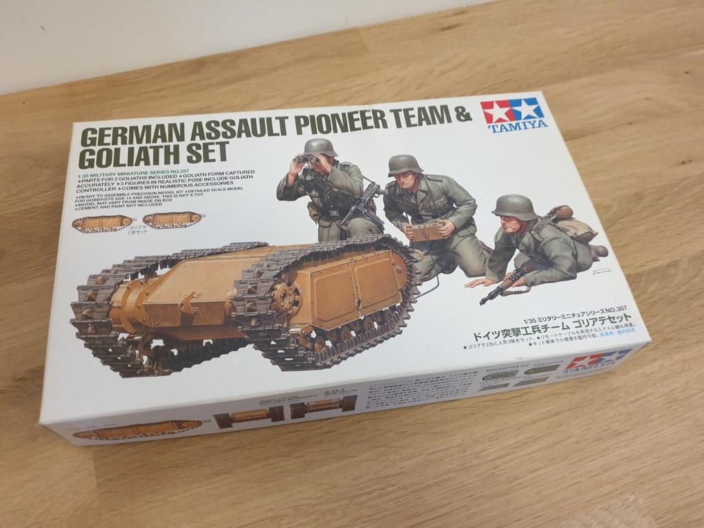 Tamiya German Assault Pioneer Team & Goliath Set 1/35, Hobby en Vrije tijd, Modelbouw | Auto's en Voertuigen, Ophalen of Verzenden
