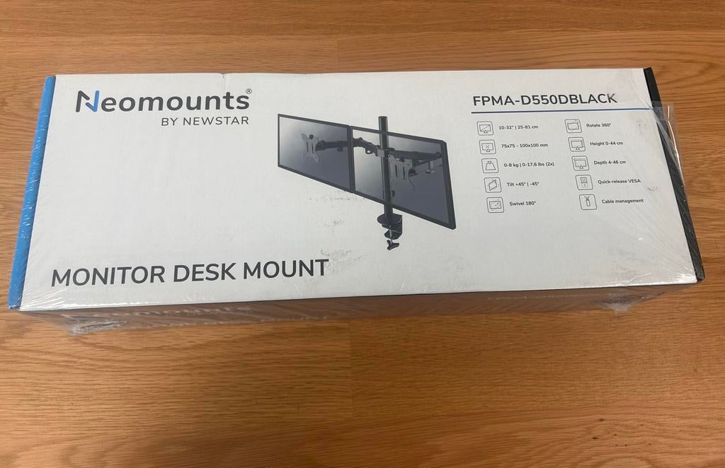 Nieuw: Neomounts FPMA-D550DBLACK Monitor Desk Mount, Computers en Software, Monitoren, Ophalen, Nieuw, 60 Hz of minder, Overige typen