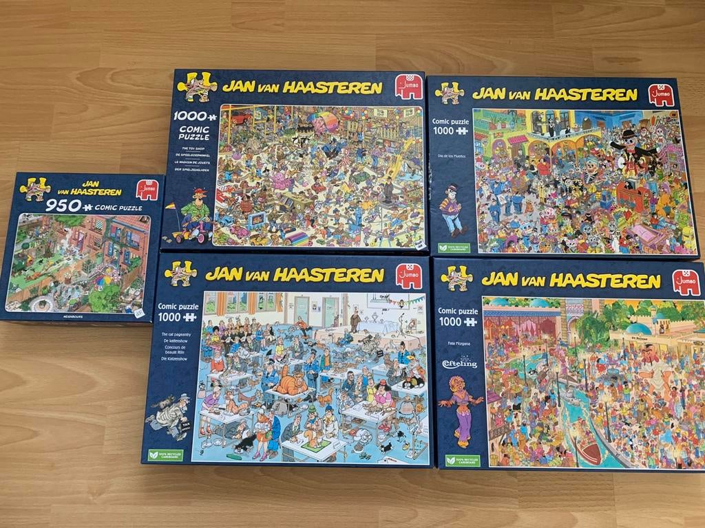 5x Jan van haasteren 950/1000 stukjes, Ophalen, 500 t/m 1500 stukjes, Zo goed als nieuw