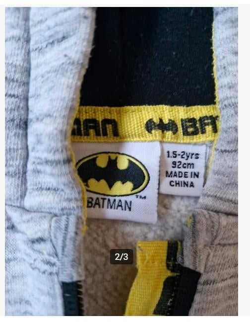 Grijze batman trui Maat 92 h3, Trui of Vest, Onbekend, Ophalen of Verzenden, Zo goed als nieuw