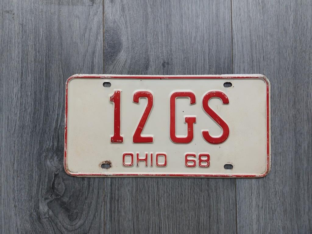 Kentekenplaat 1968 Ohio USA Nummerplaat Nummerbord, Verzamelen, Ophalen of Verzenden, Gebruikt, Auto's