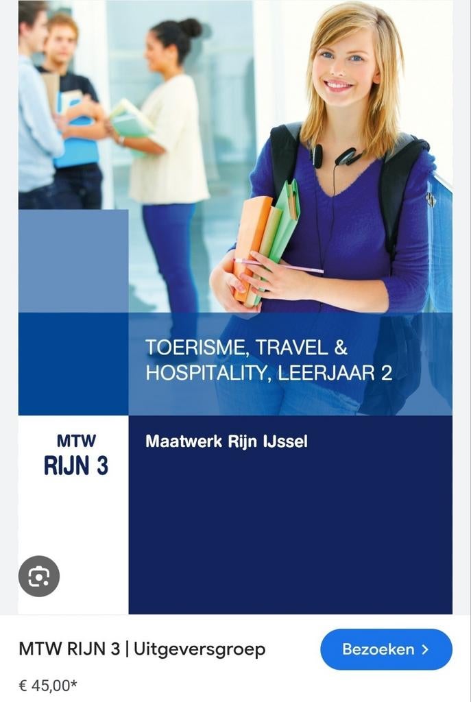 Boek Toerisme, Travel en Hospitality Rijn 2 MTW, Boeken, Ophalen of Verzenden, Zo goed als nieuw, MBO
