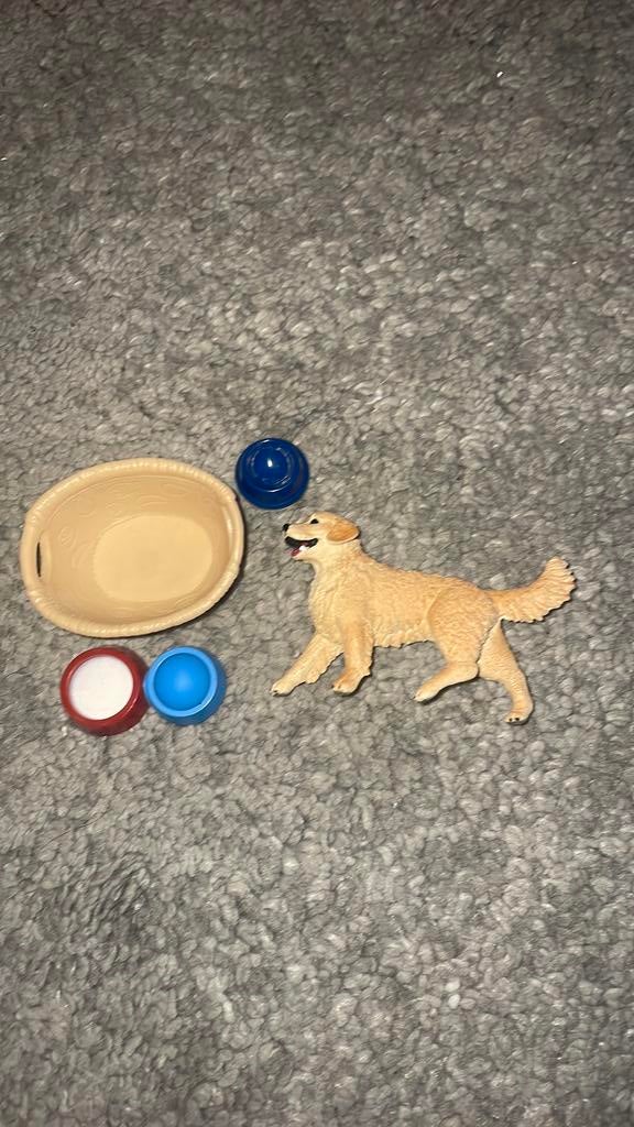 Schleich hond met bak en bakjes eten, Ophalen