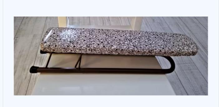 mouwplankje met metalen frame met bruin/wit hoes /50 x 11 cm, Ophalen of Verzenden, Zo goed als nieuw