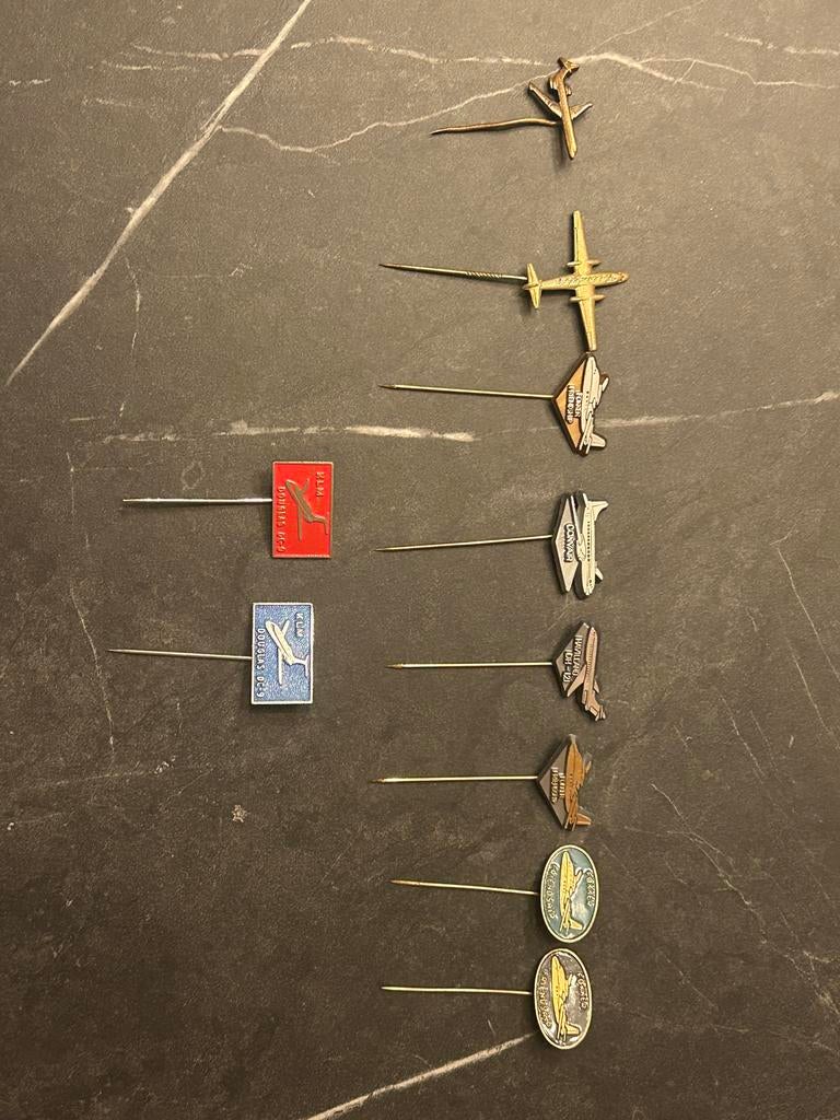 Vintage Fokker & KLM Pins Collectie Jaren '60, Verzamelen, Speldjes, Pins en Buttons, Ophalen of Verzenden, Gebruikt
