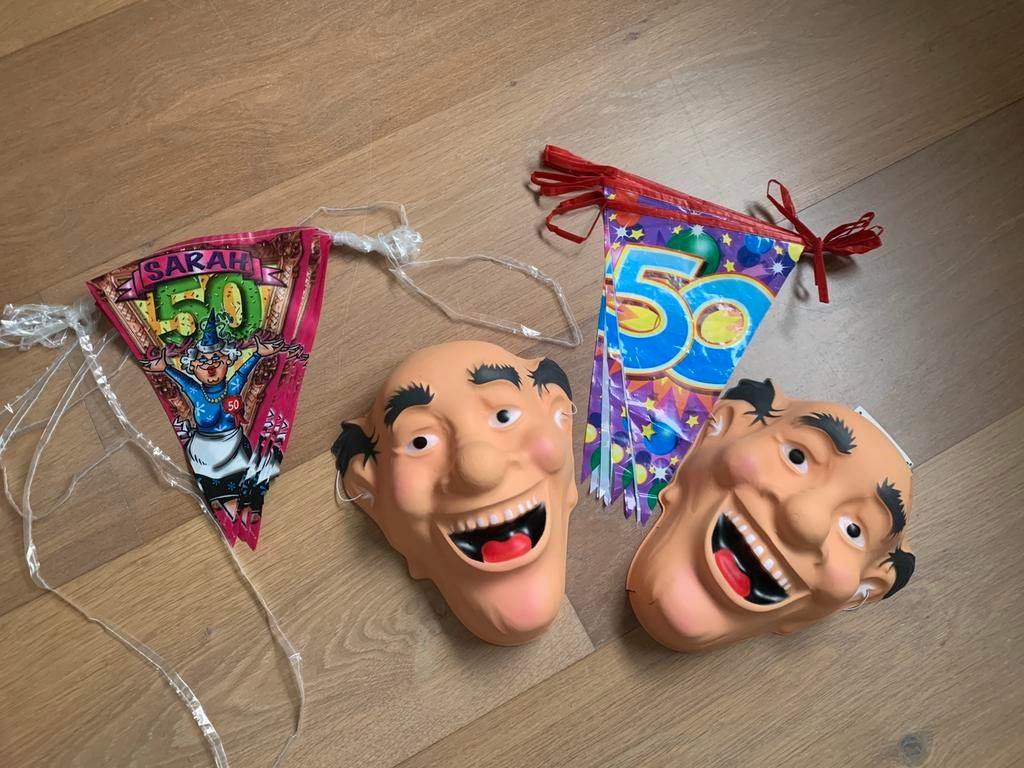 50 | Abraham masker en Sarah slingers | 50 | prijs per stuk, Hobby en Vrije tijd, Feestartikelen, Ophalen of Verzenden, Gebruikt