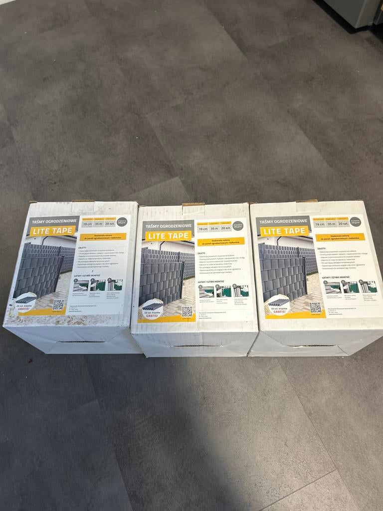 Donkergrijs vlechtband voor Hekwerk - 3x 35 meter x 19 cm, Ophalen, Nieuw