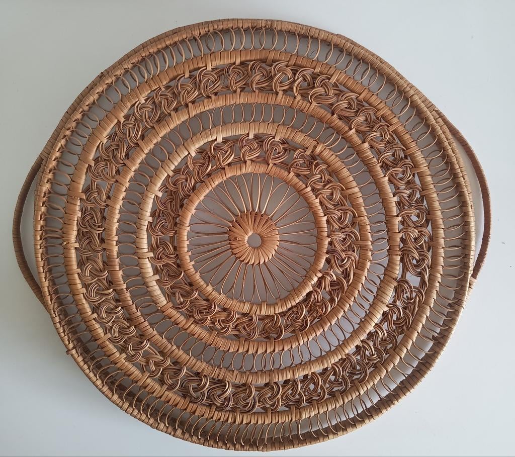 Rotan dienblad 50 cm met losse spiegel 2-in-1, Ophalen of Verzenden, Zo goed als nieuw, Bord