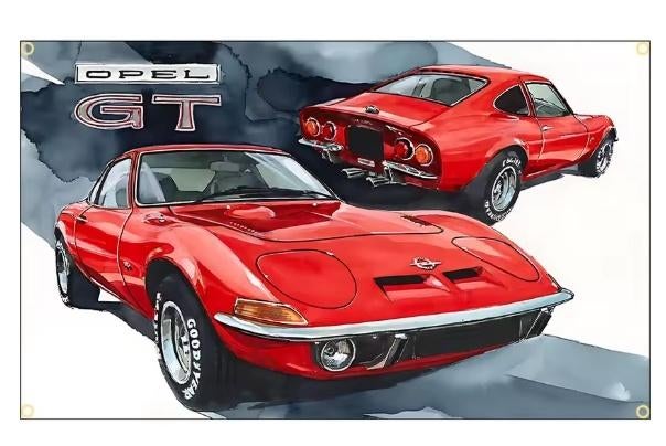 OPEL GT BANNER 60X90 MET BEVESTIGGINGS OGEN ZELDZAAM!!!!, Ophalen of Verzenden, Nieuw