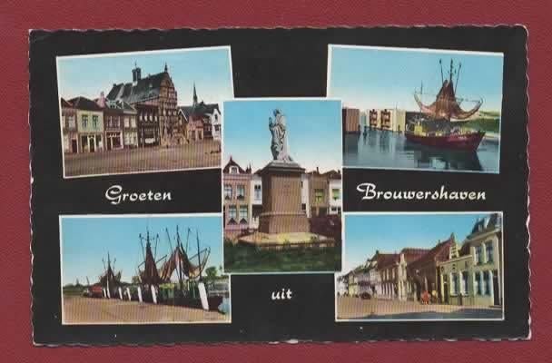 Brouwershaven (Zld) - Groeten uit.. (Vissersboten) - 1962, Ophalen of Verzenden, 1960 tot 1980, Gelopen, Zeeland