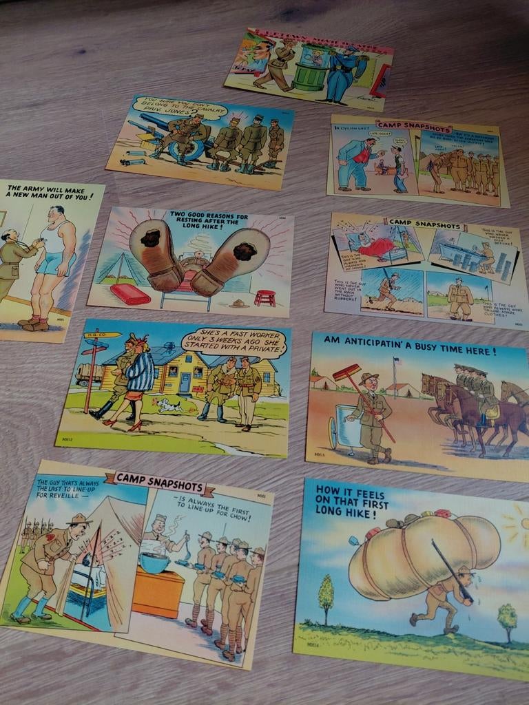 US ww2 comic cards 10 stuks, Verzamelen, Ophalen of Verzenden, Amerika
