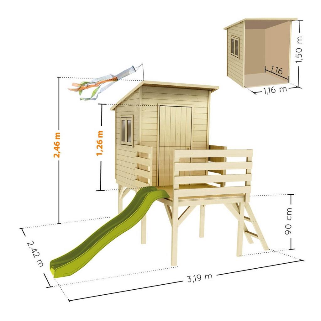 Nieuw groot houten speelhuis met glijbaan, Ophalen of Verzenden, Nieuw, Hout