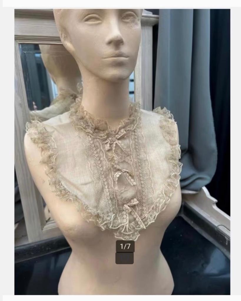 Prachtige bijzondere brocante Kanten Kraag/Hesje, Ophalen of Verzenden