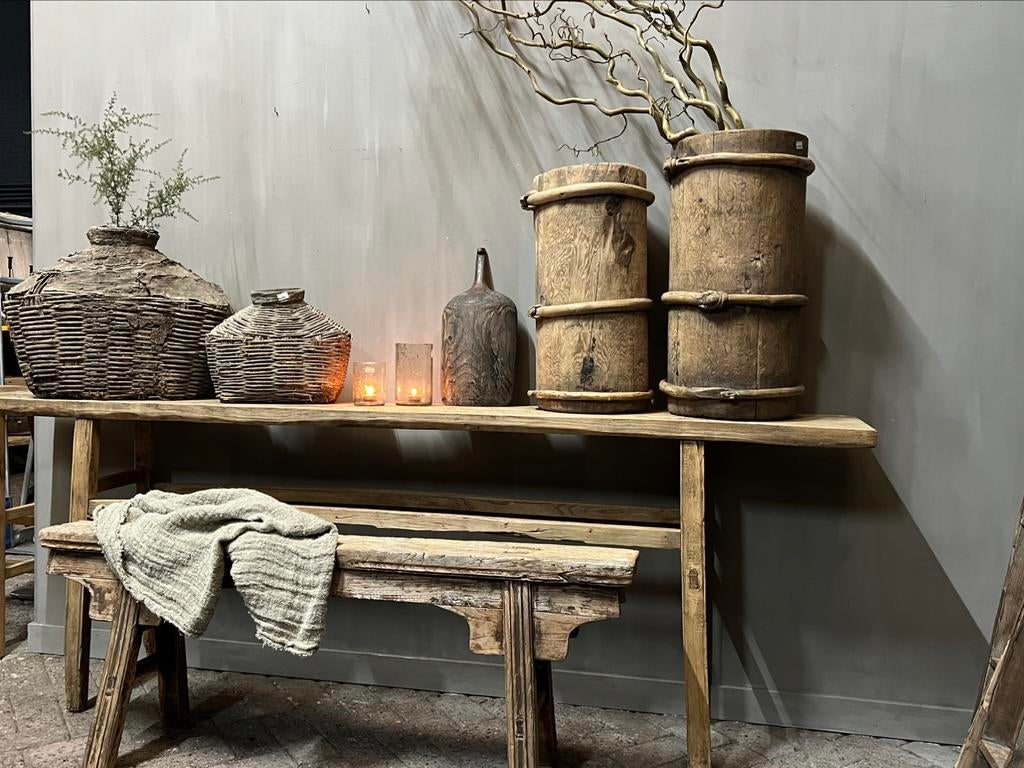 Chinese tafel wandtafel Sidetable elmwood oud hout stoer, Ophalen, 6732AD, 200 cm of meer, Zo goed als nieuw