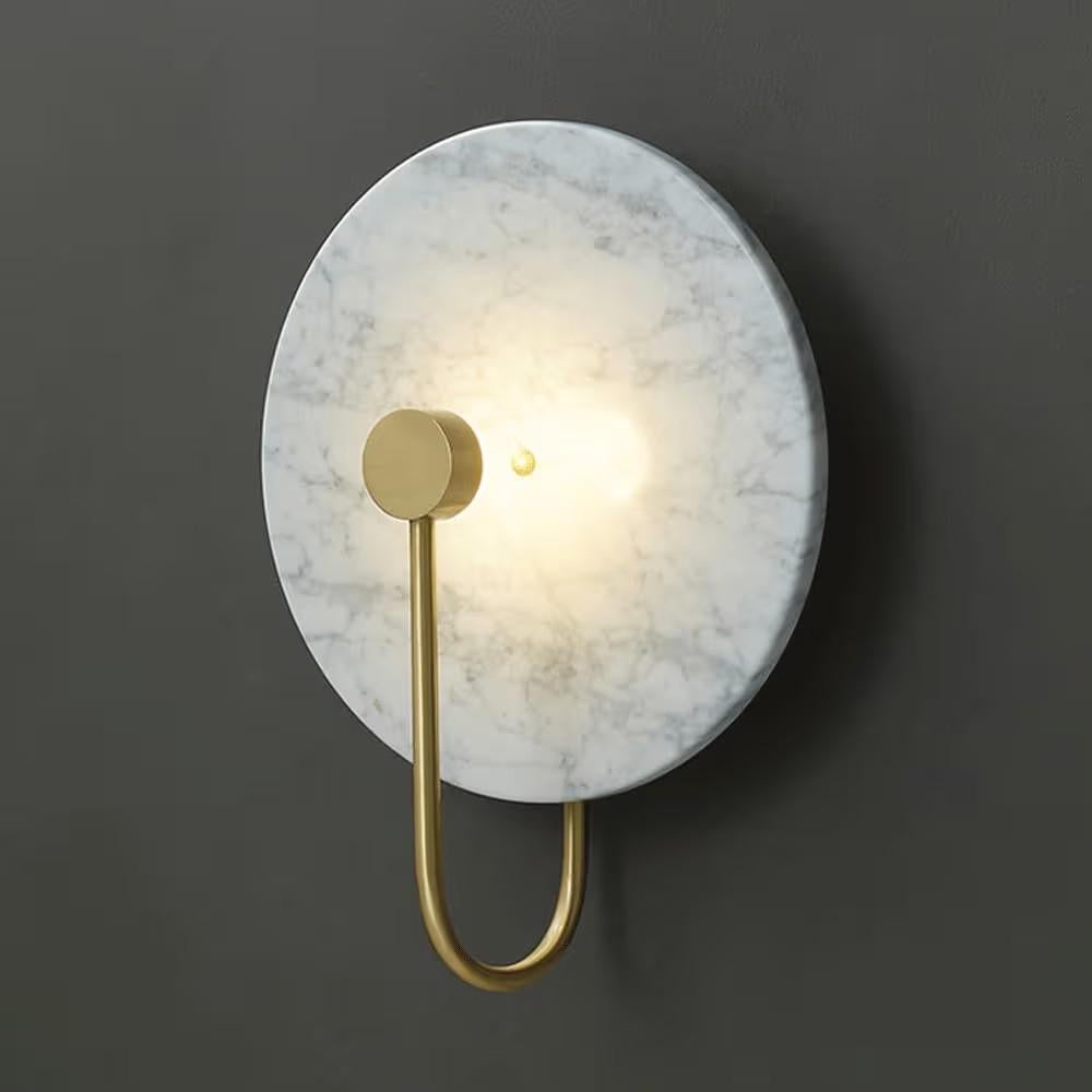 2x Nieuwe moderne rond marmeren wandlamp met gouden details, Huis en Inrichting, Ophalen of Verzenden, Nieuw, Overige materialen