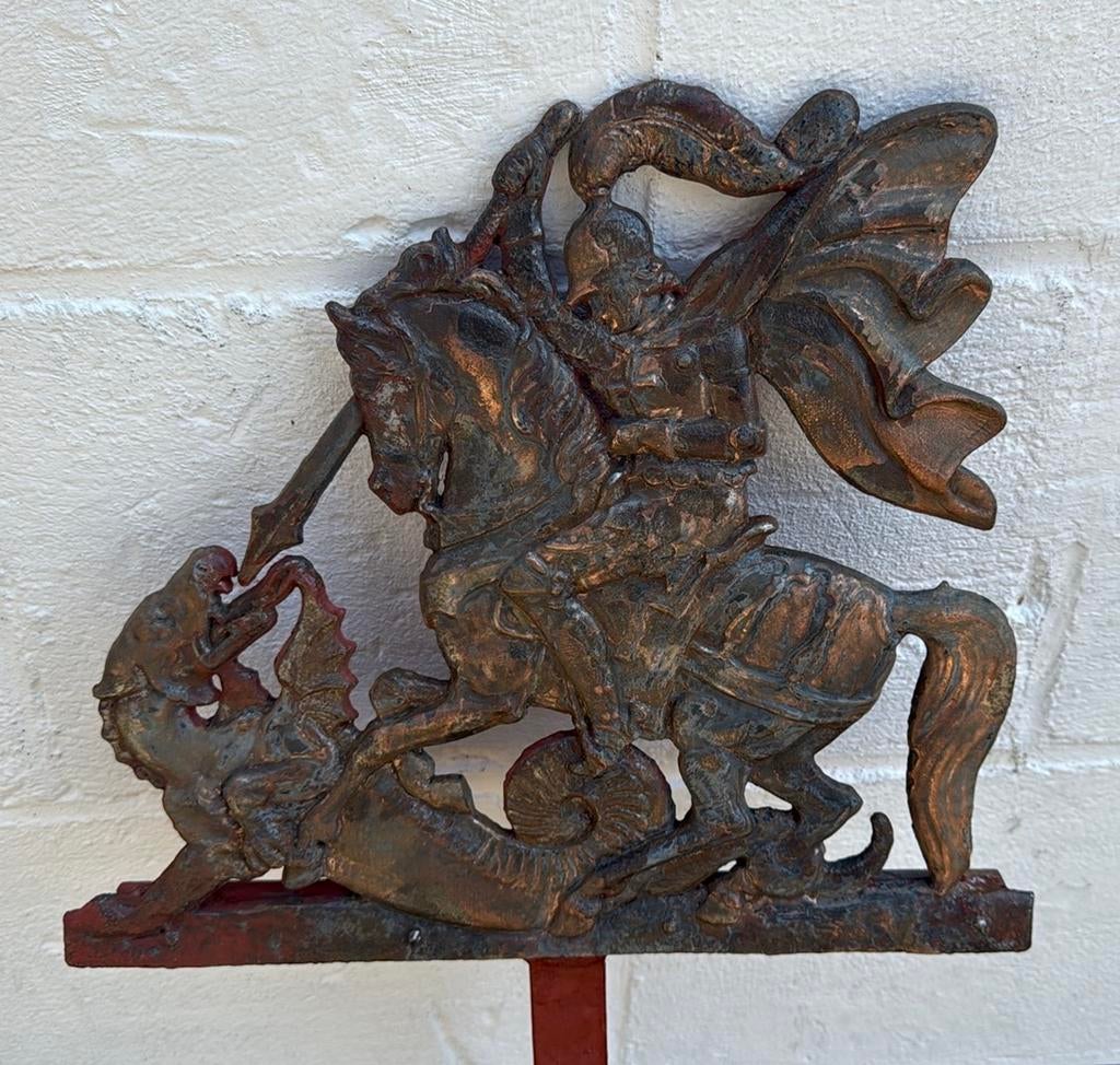 Gietijzeren ornament St Joris en de draak, Ophalen of Verzenden