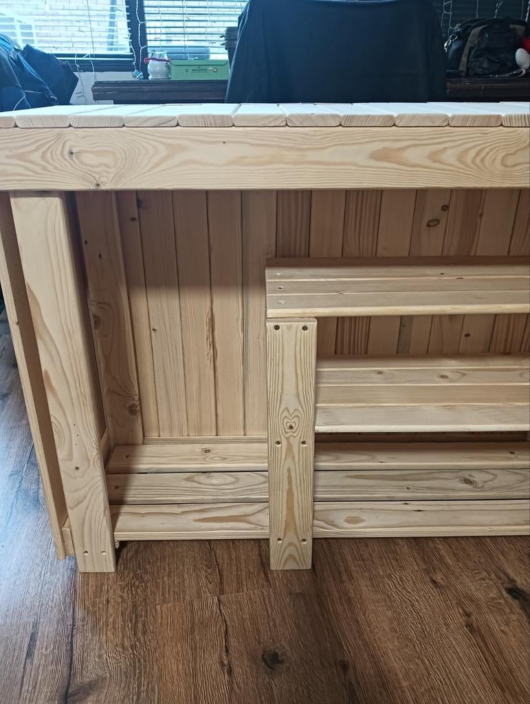 Houten schoenenkast met twee planken, Huis en Inrichting, Ophalen, Gebruikt, Landelijk